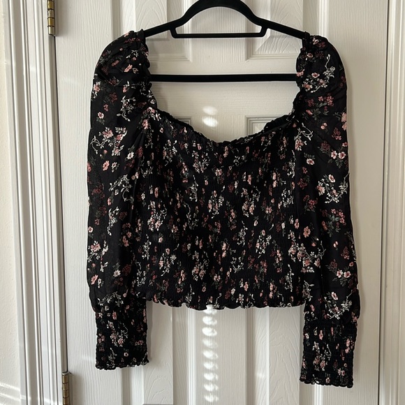 Reformation Pinto Shirred Floral Print Blouse in Jolene Size L - Picture 7 of 12